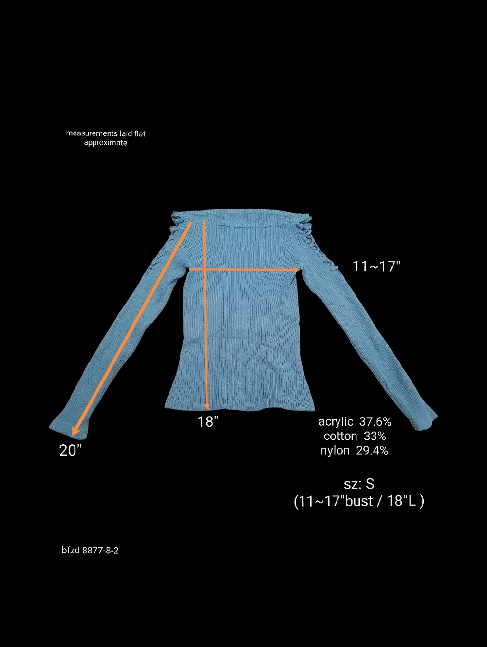 🔵🔵🔵 Off-Shoulder Ribbed Long-Sleeve Sweater - Light Blue - Picture 2 of 5